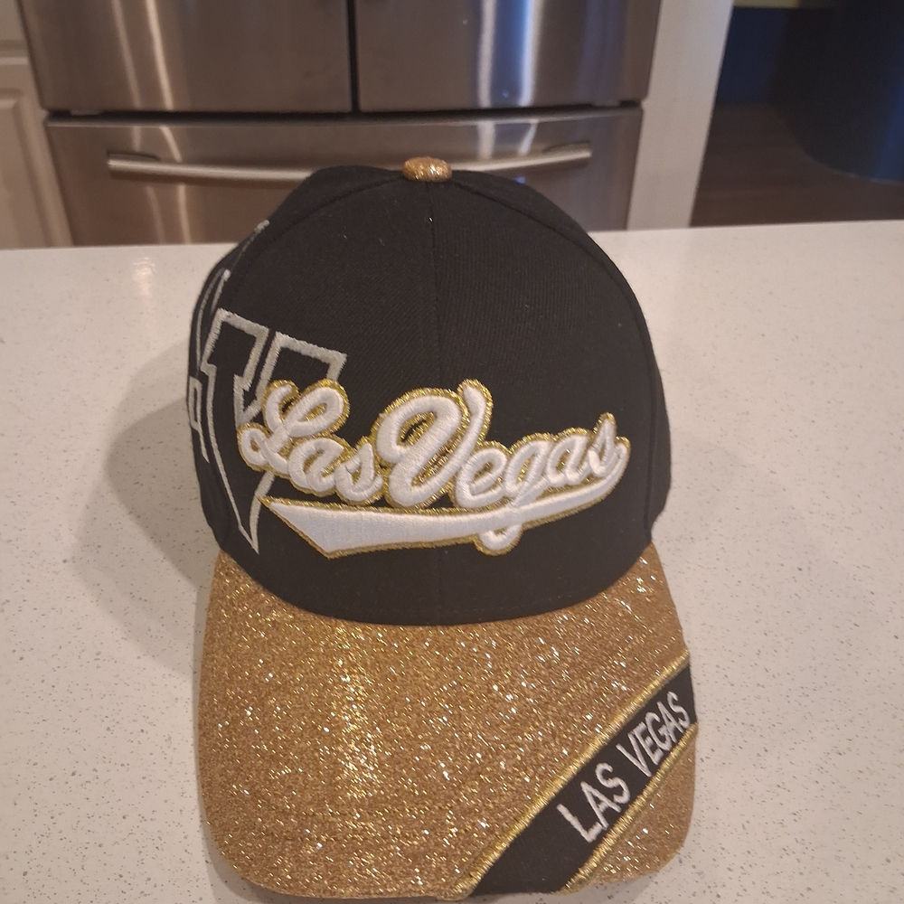 Las Vegas Black and Gold Glittery Cap
